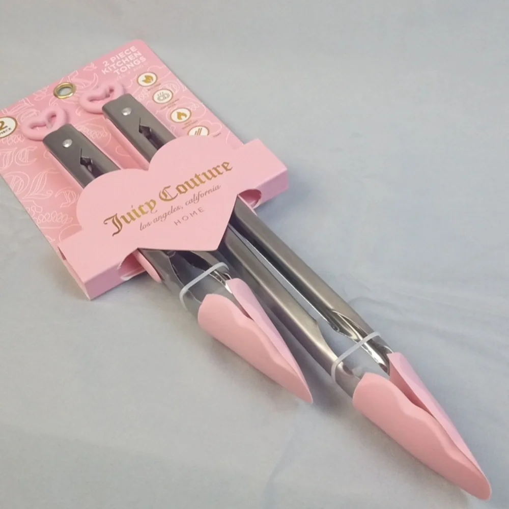 🏠🍒 Juicy Couture Pink Heart Kitchen Tongs Set